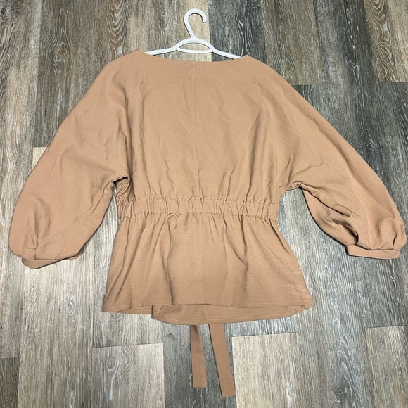 Anthropologie Molly Bracken Premium Front Tie Cinch-able Puff Sleeve size XL - Picture 6 of 6